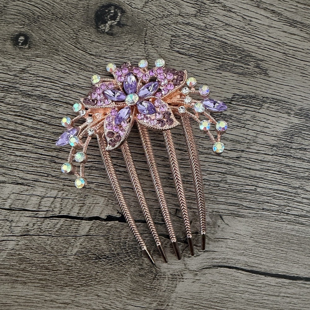 Womens Rhinestone Crystal Wedding Flower Hair Comb Clip Hairpin Bridal Jewelry